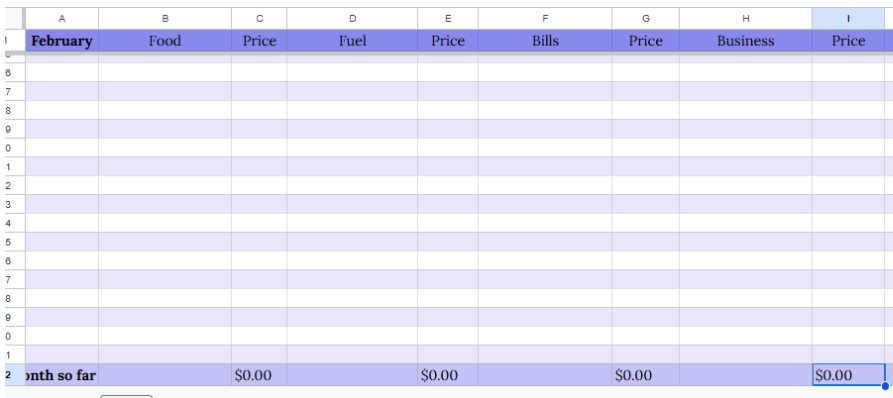 Spreadsheet with financial data in a software interface