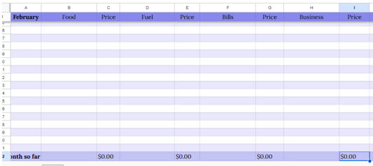 Spreadsheet with financial data in a software interface